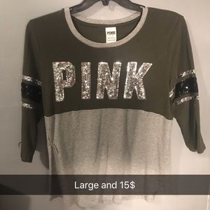 Pink  sequined half sleeve shirt